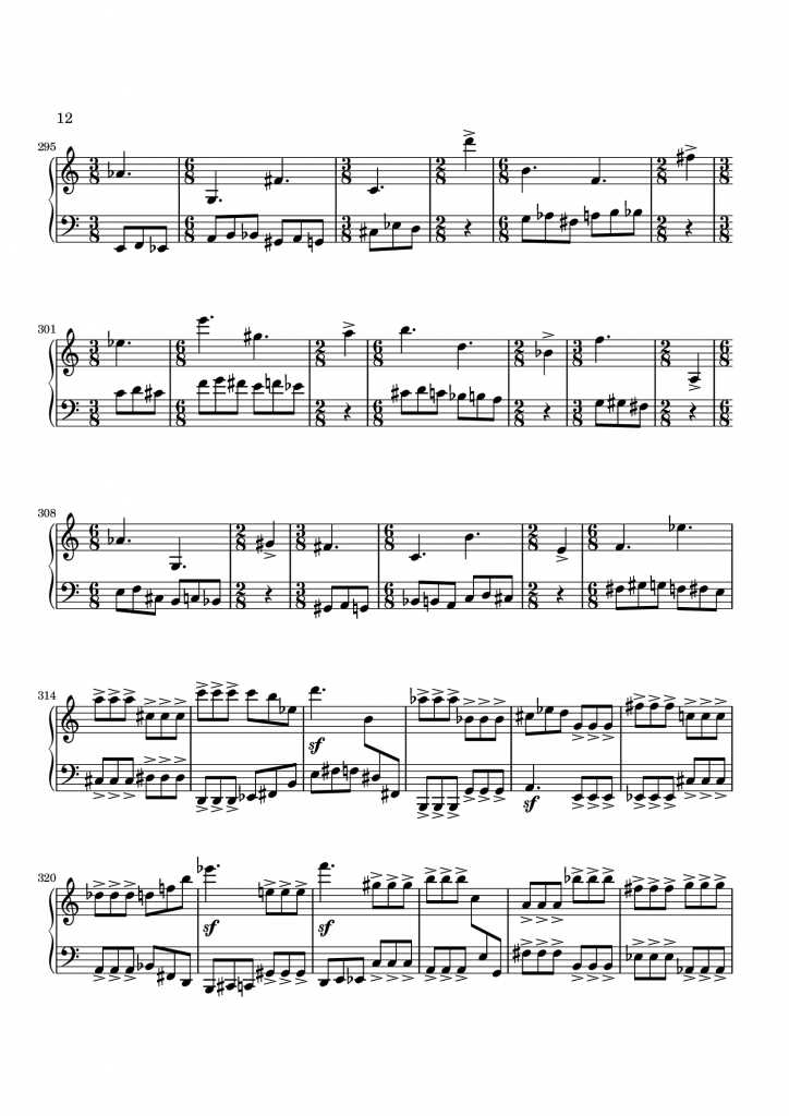 四つのデュエット　ピアノのための　第二楽章　ページ12