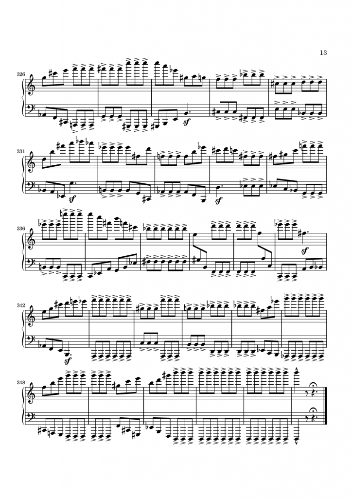 四つのデュエット　ピアノのための　第二楽章　ページ13